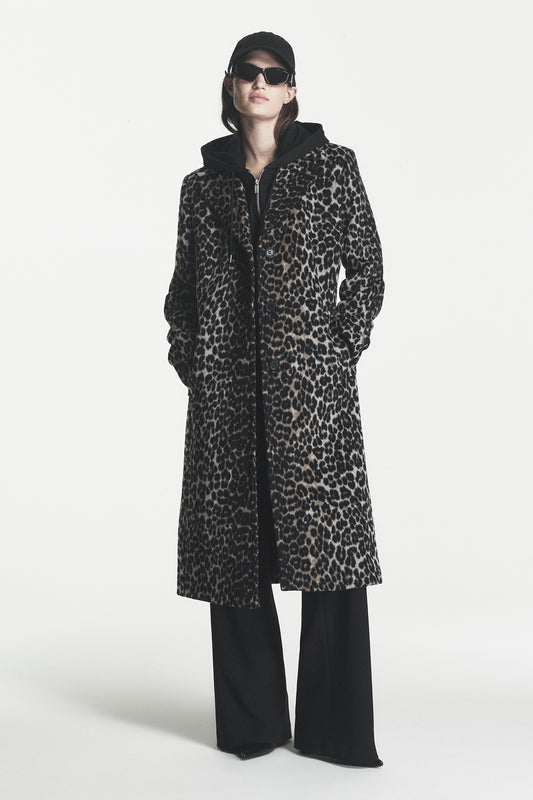 Leopard Print Single-Breasted Coat