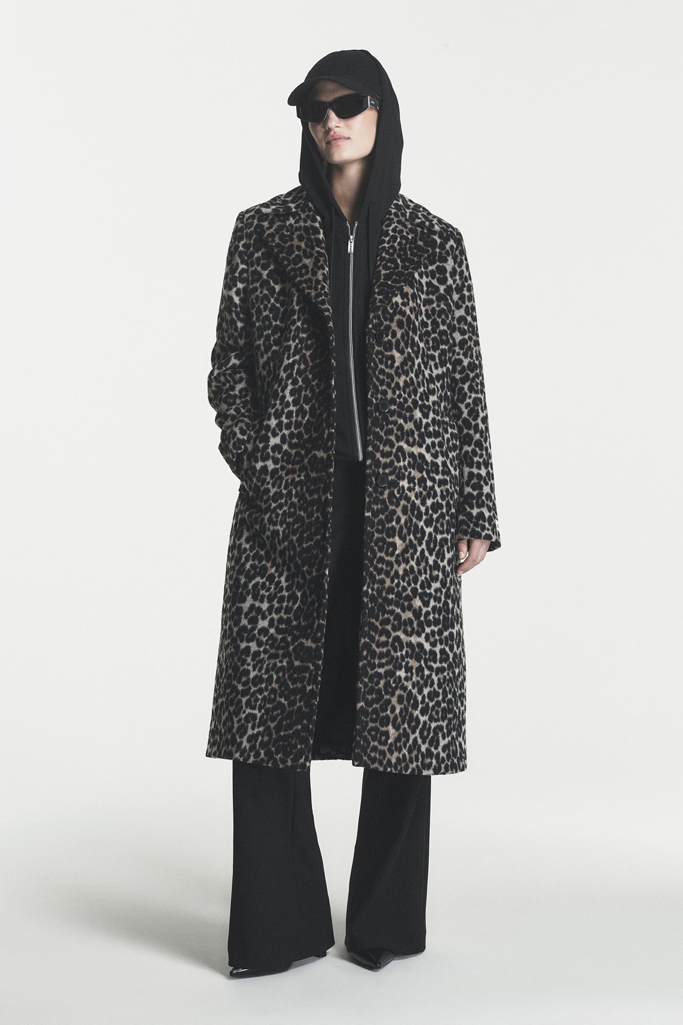 Leopard Print Single-Breasted Coat