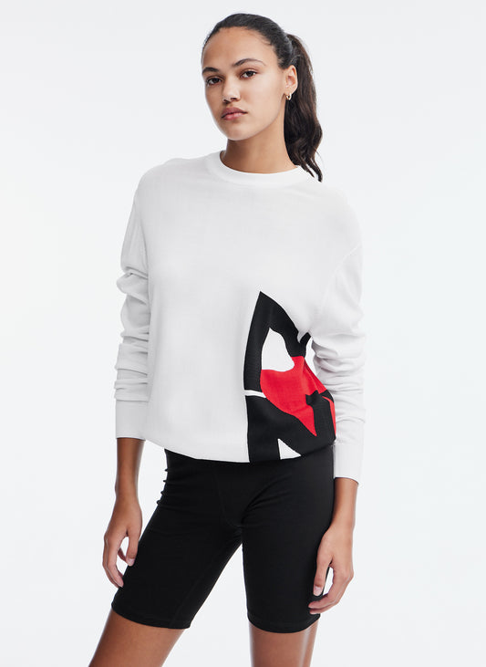 Long Sleeve Crew Neck Sweater With Logo