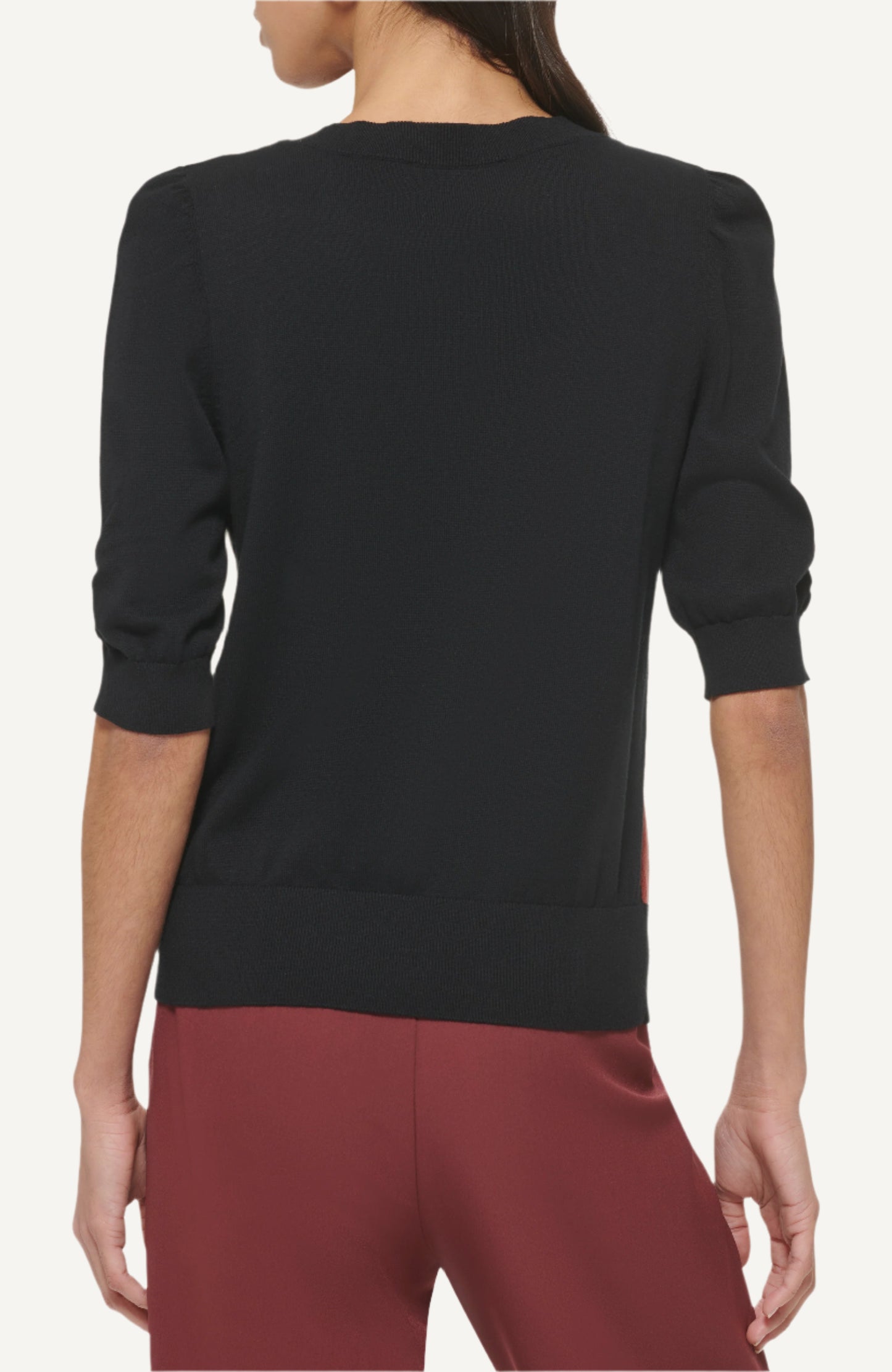 3/4 Sleeve Crew Neck Color Block Sweater