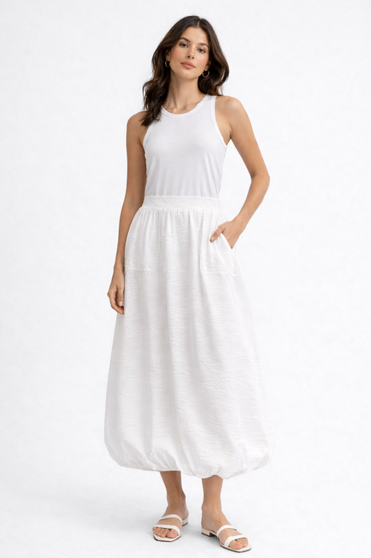 PULL ON BUBBLE HEM SKIRT