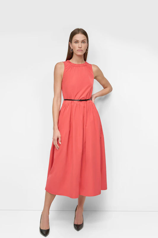 SLEEVELESS SHIRRING NECK DRESS