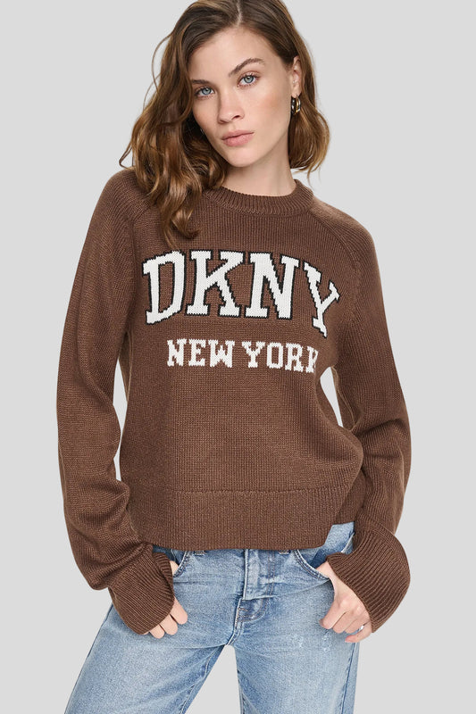 CONTRAST VARSITY LOGO SWEATER