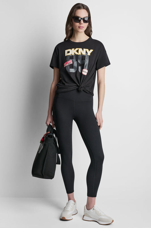 COTTON AND MODAL-BLEND COLLEGIATE LOGO HI-LOW TEE