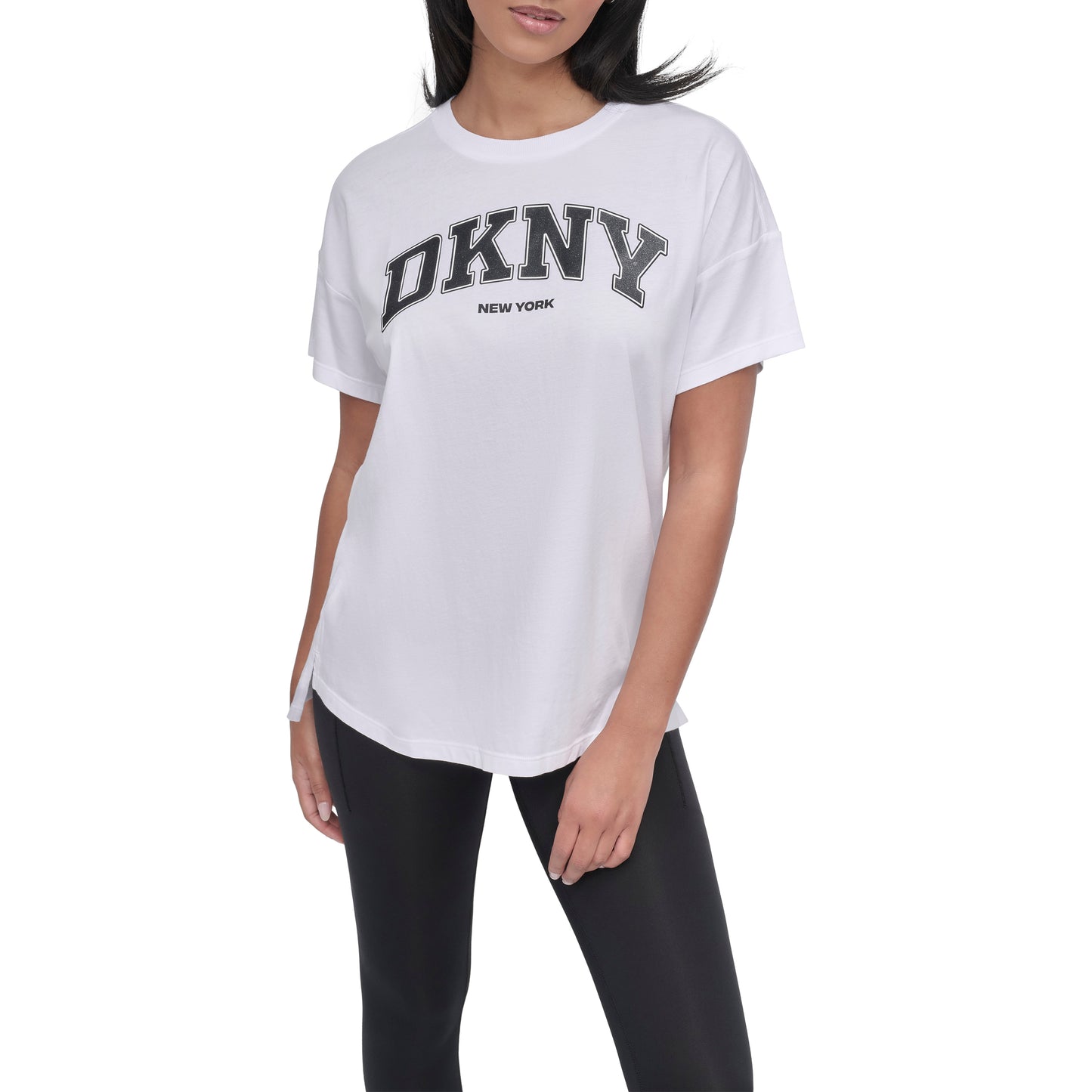 ARCHED VARSITY GLITTER LOGO LEGGING TEE
