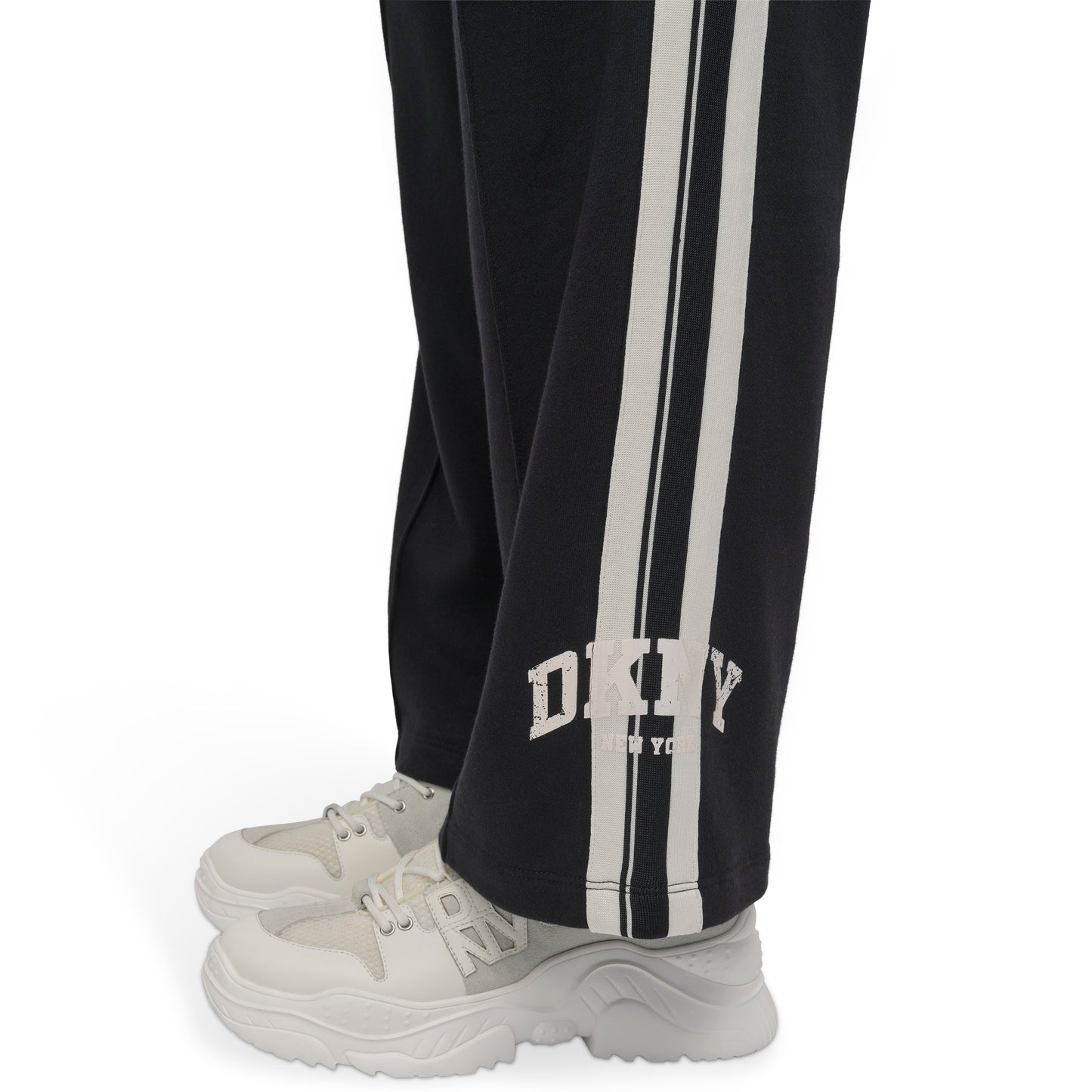 DISTRESSED VARSITY LOGO 31" TRACK PANT WITH POCKETS