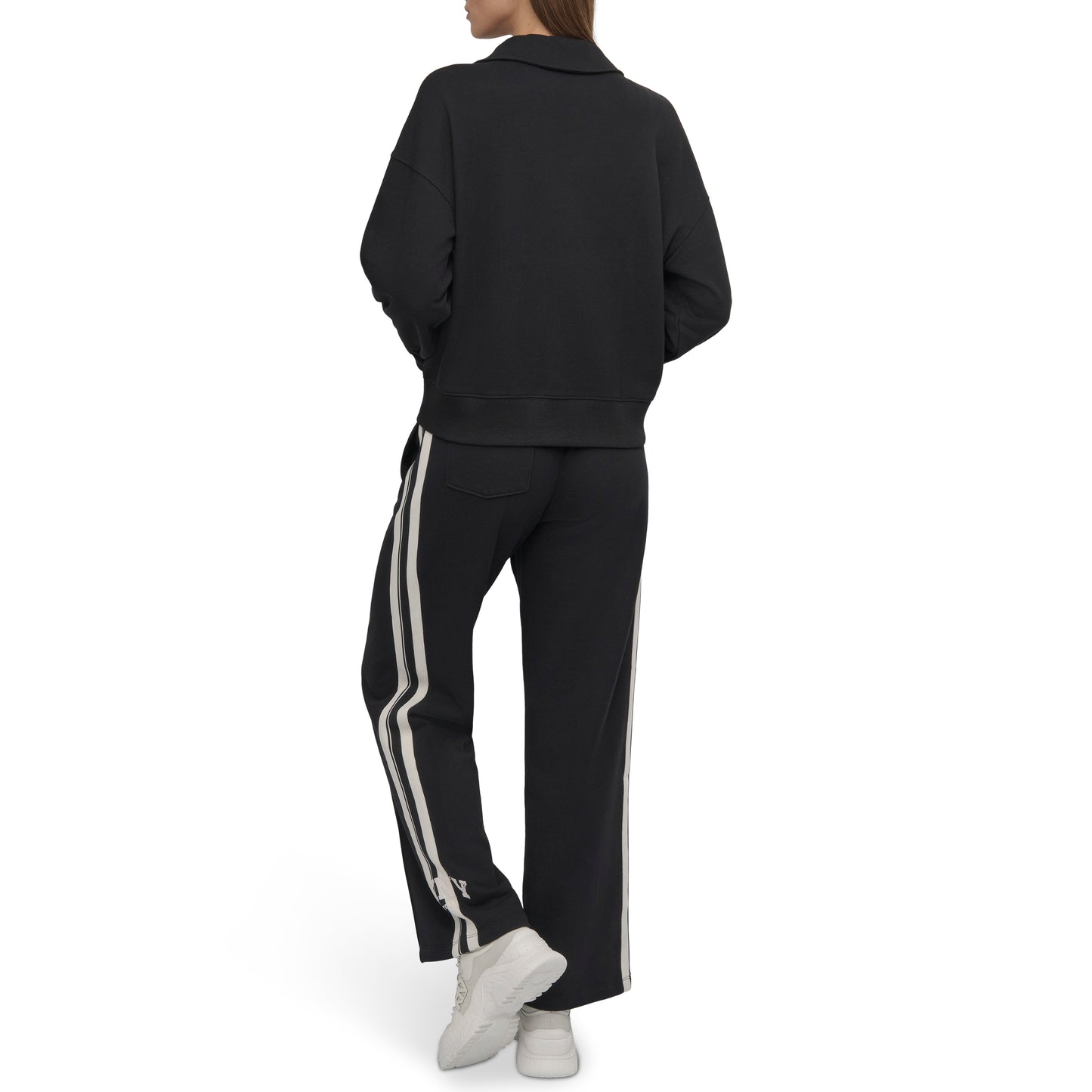 DISTRESSED VARSITY LOGO 31" TRACK PANT WITH POCKETS
