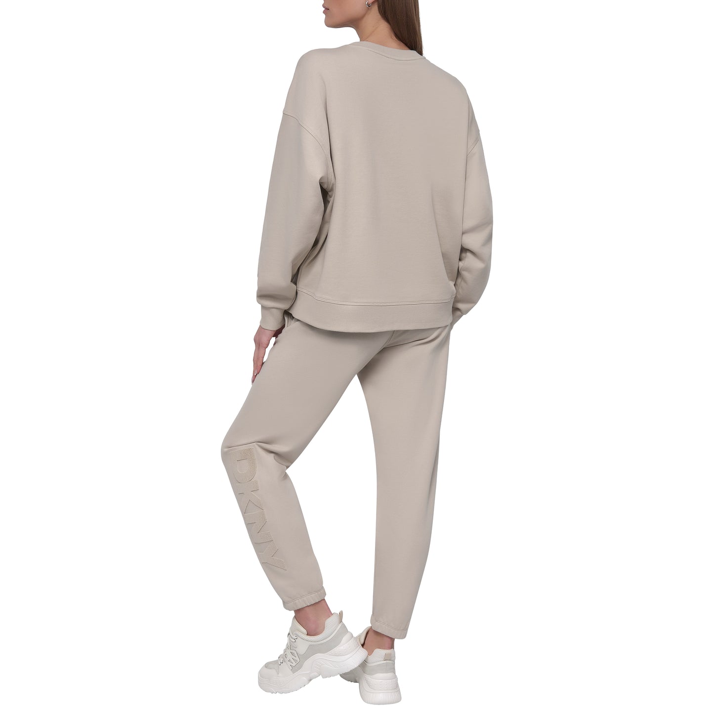 VELVET PLUSH EMBROIDERY LOGO LONG LINE PULLOVER