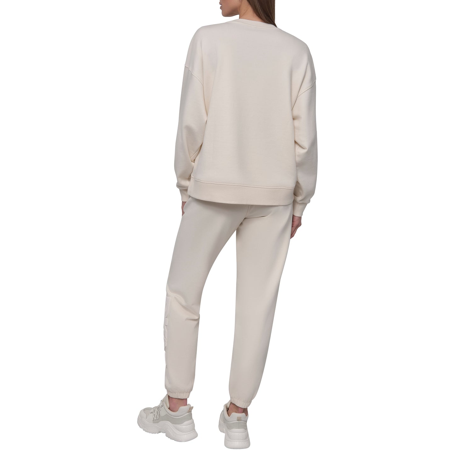 VELVET PLUSH EMBROIDERY LOGO LONG LINE PULLOVER