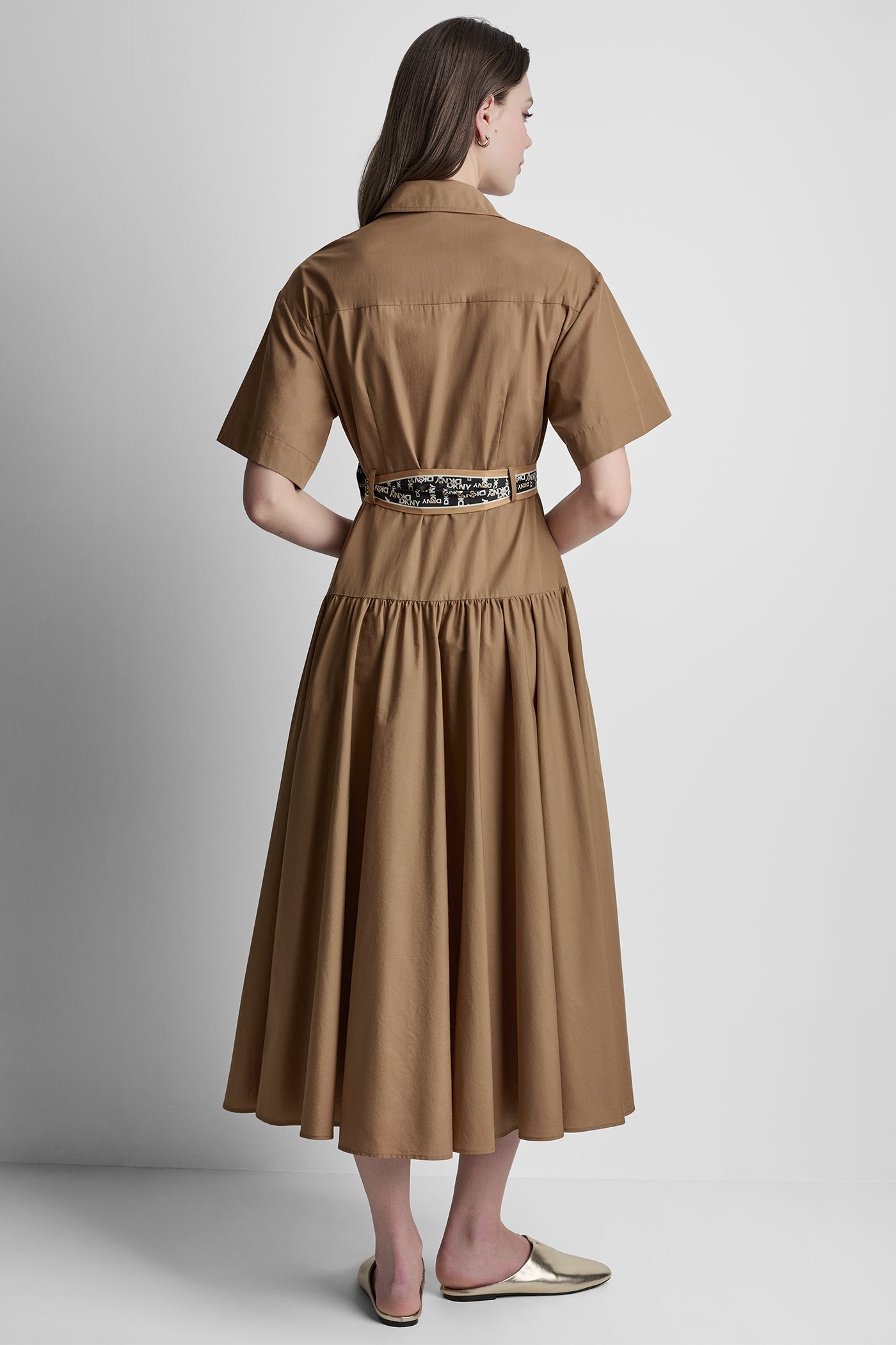 ELBOW SLEEVE BUTTON FRONT DRESS