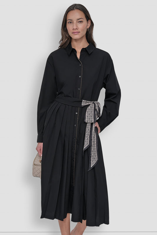 LONG SLEEVE WRAP DRESS WITH DKNY SCARF