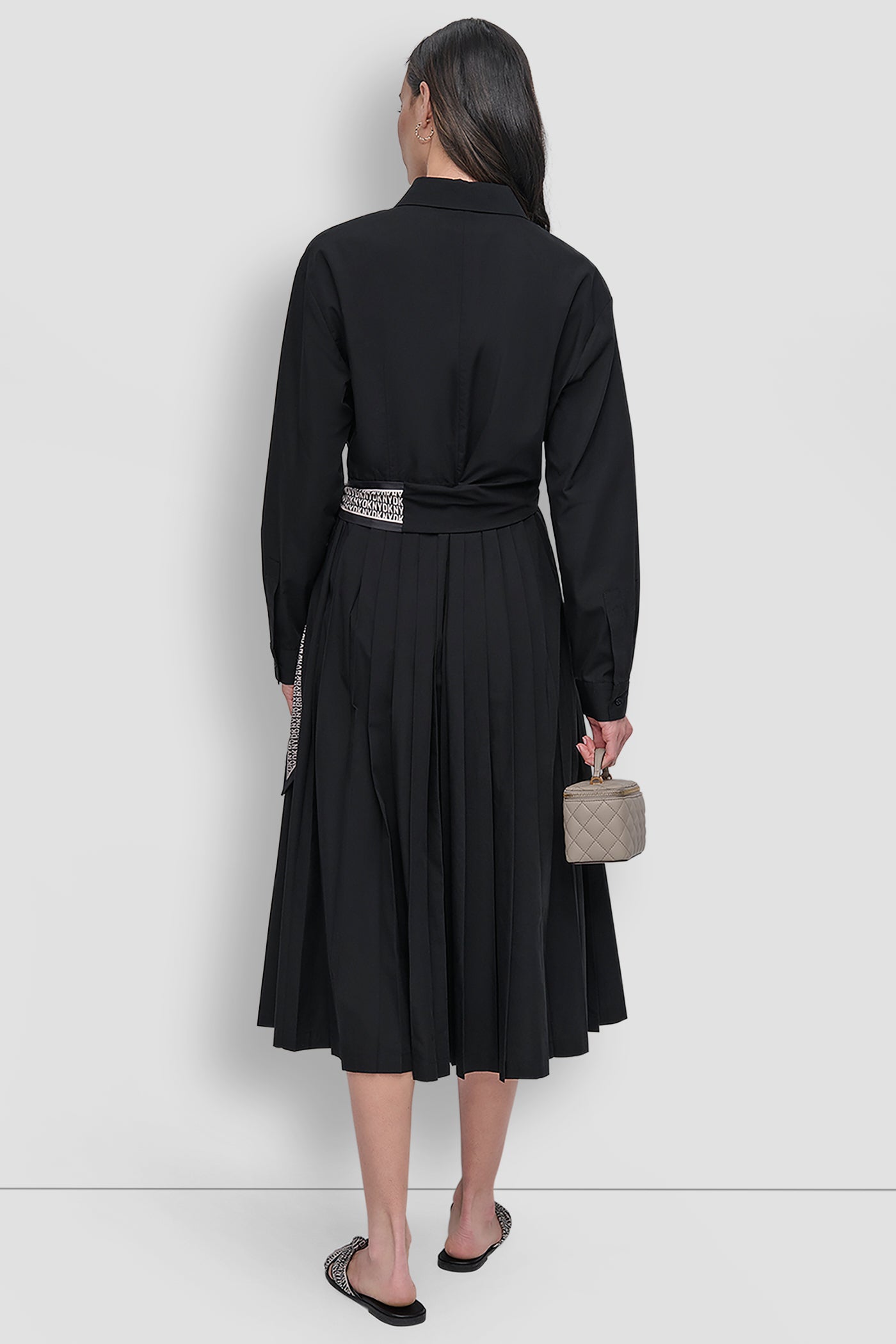 LONG SLEEVE WRAP DRESS WITH DKNY SCARF