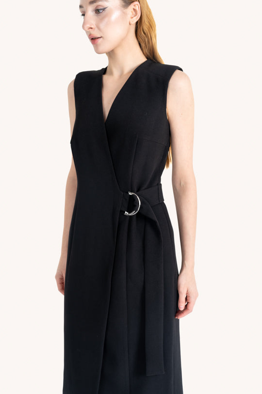 SLEEVELESS V-NECK WRAP BLAZER