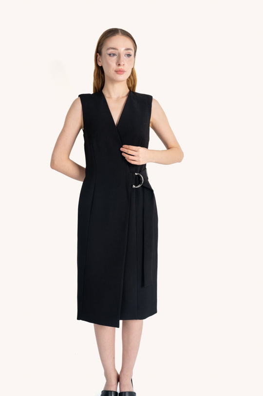 SLEEVELESS V-NECK WRAP BLAZER