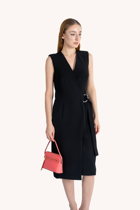 SLEEVELESS V-NECK WRAP BLAZER