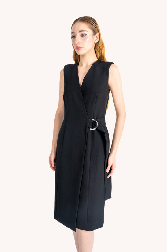 SLEEVELESS V-NECK WRAP BLAZER