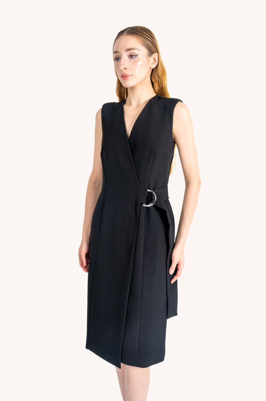SLEEVELESS V-NECK WRAP BLAZER