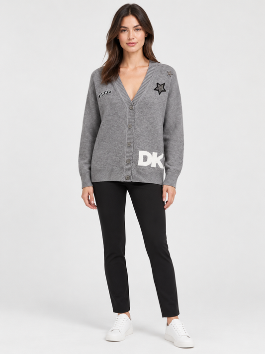 LONG SLEEVE PINS PATCHES CARDIGAN