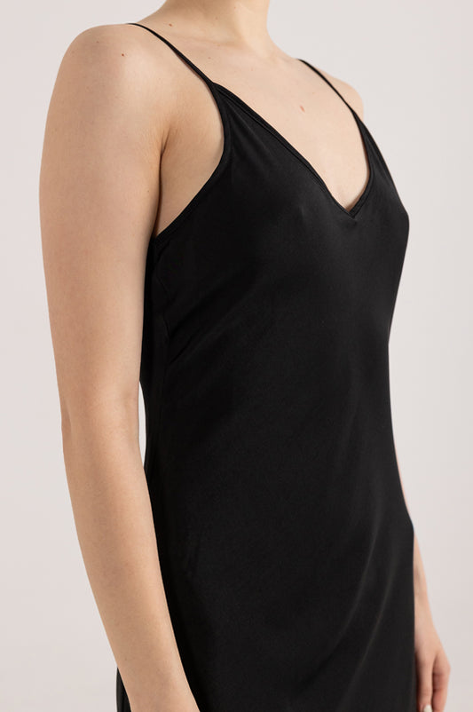 SLEEVELESS BIAS SLIP DRESS WITH SIDE SLIT