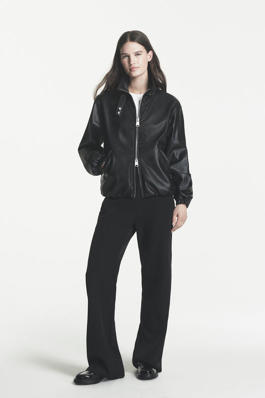Faux Leather Bomber