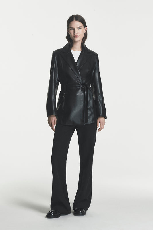 Faux Leather Blazer Coat