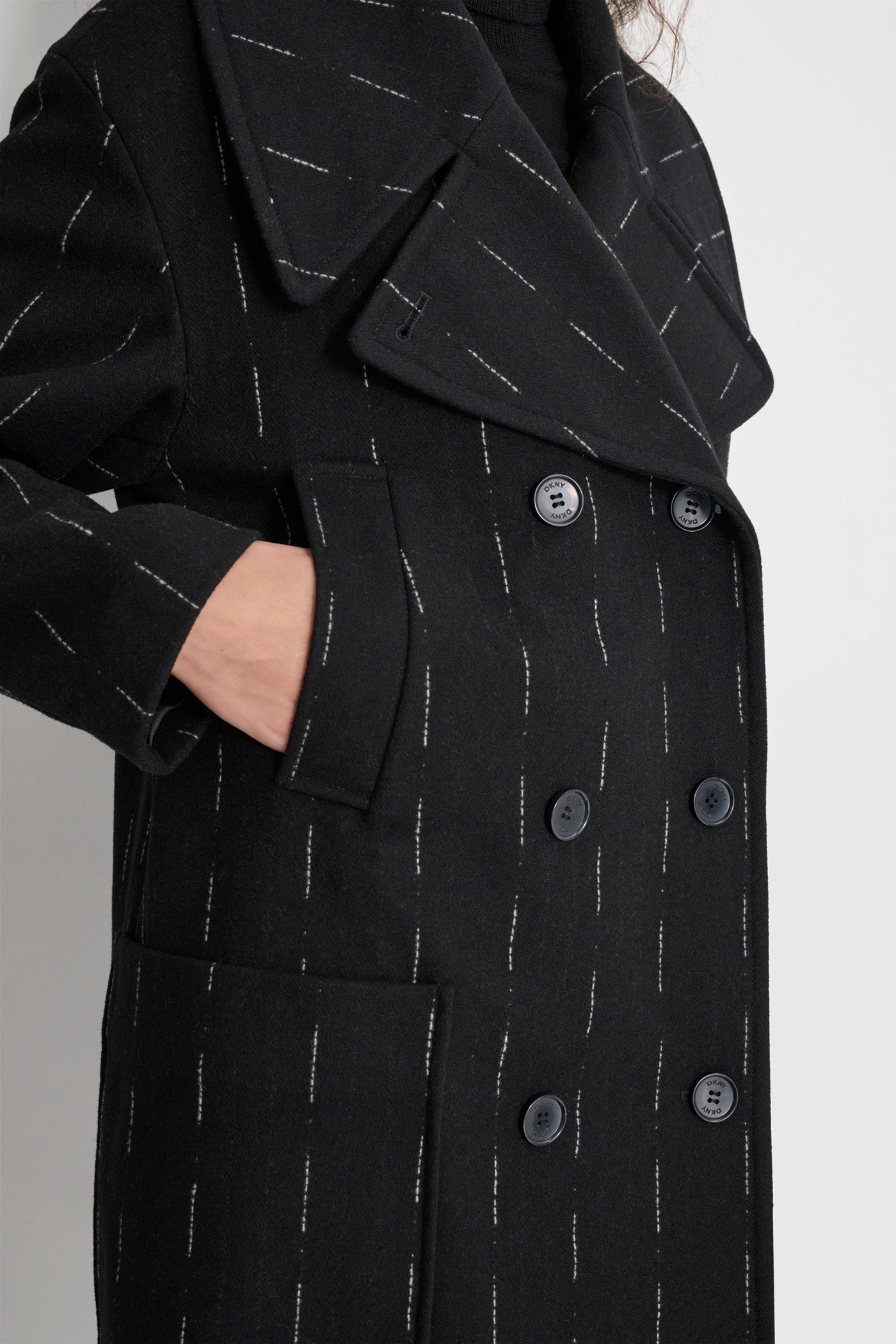 LONG SLEEVE OVERSIZED PINSTRIPE COAT