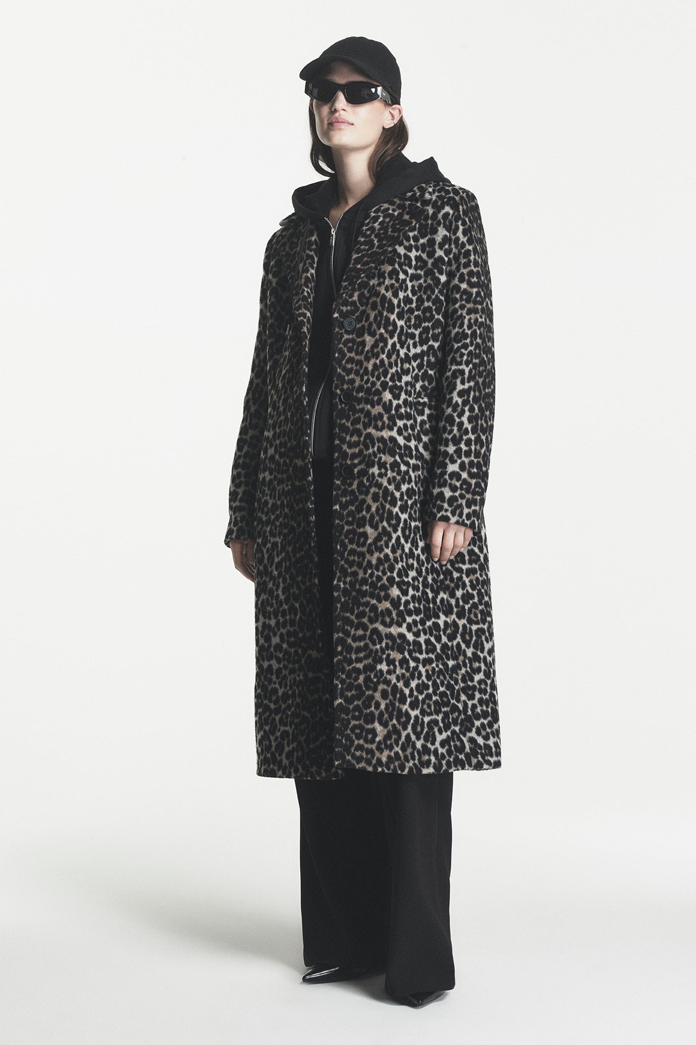 Leopard Print Single-Breasted Coat