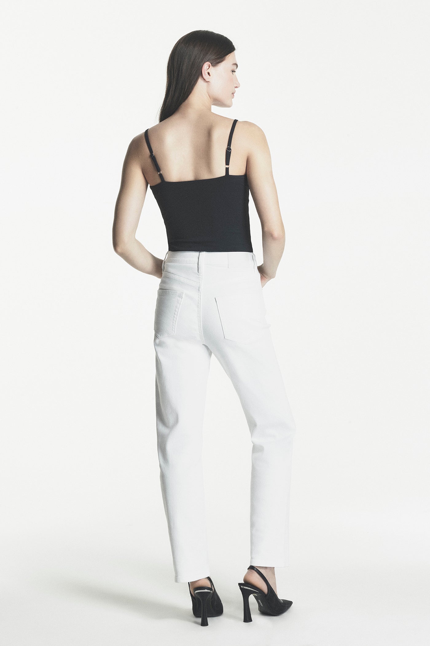 High-Rise Relaxed-Fit White Jeans