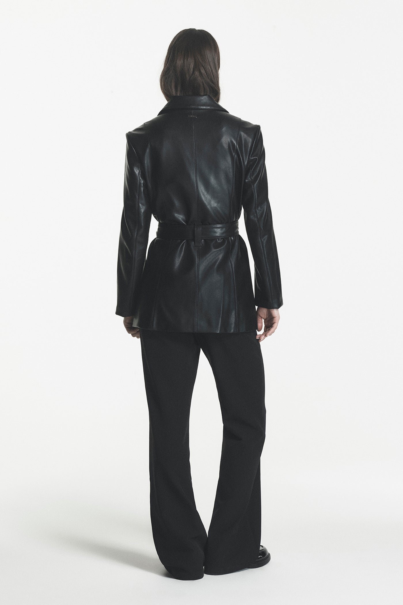 Faux Leather Blazer Coat