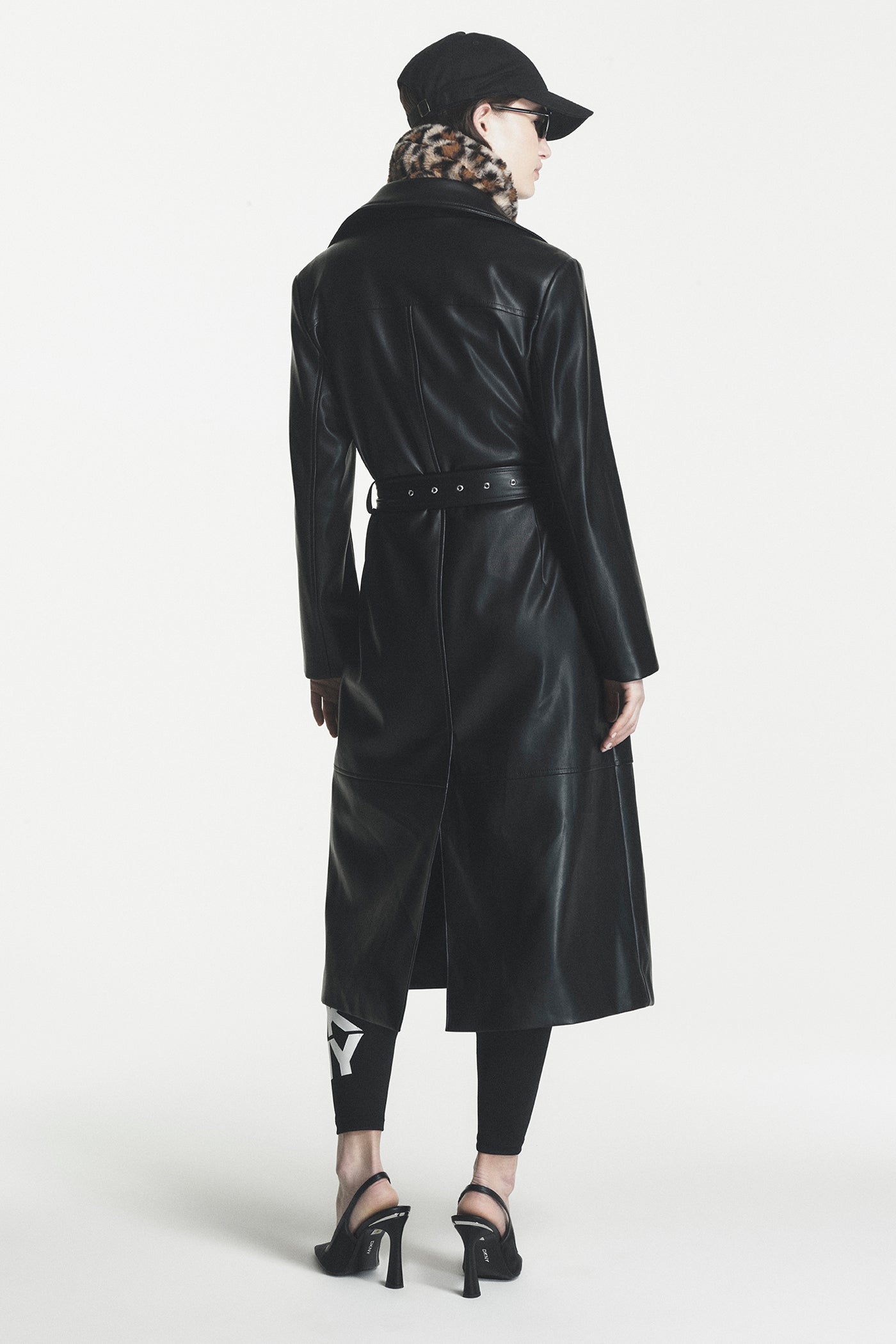Faux Leather Belted Trench