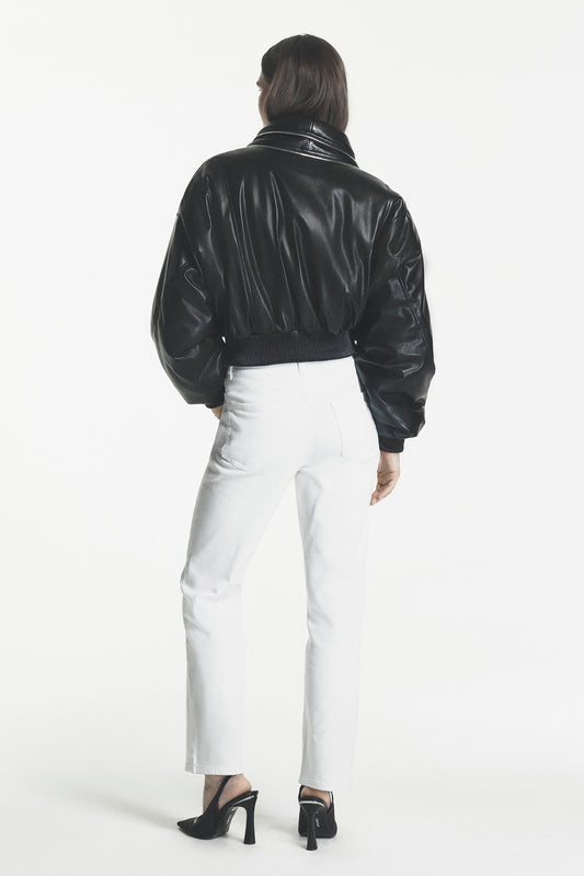 Faux Leather Bomber Jacket