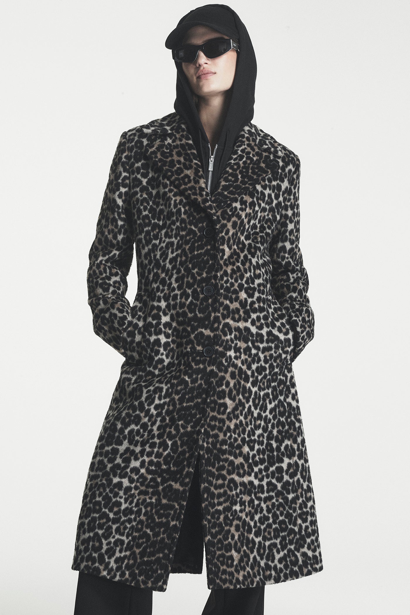 Leopard Print Single-Breasted Coat