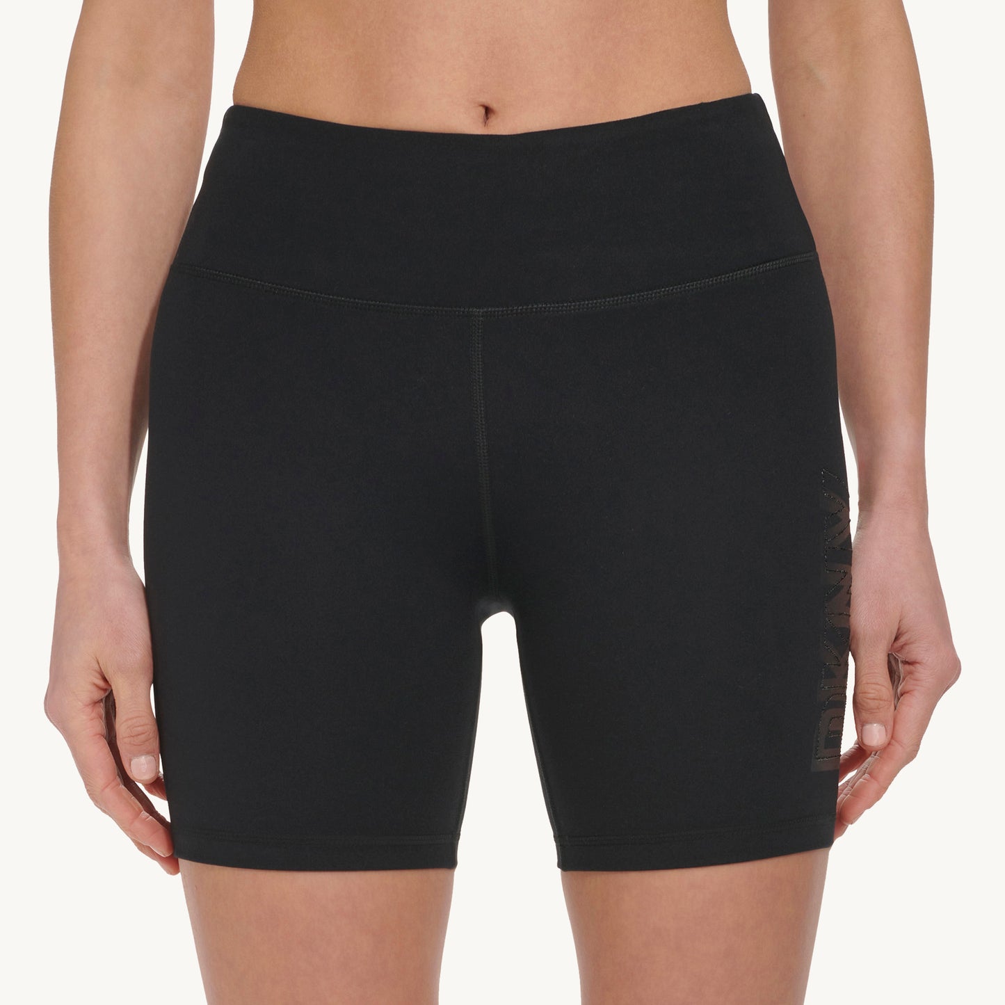 High Waist 6" Bike Short With Rhinestone Logo