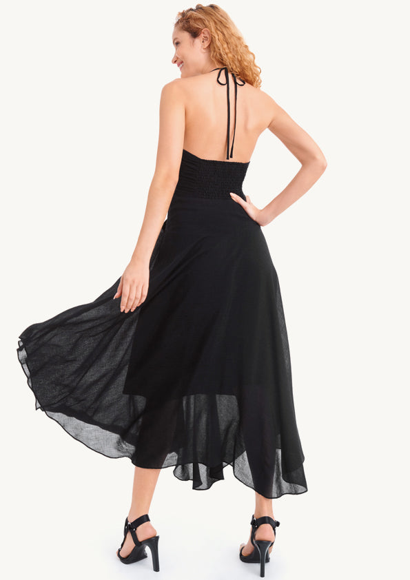 Svlong Sleeve Halter Maxi Dreshort Sleeve