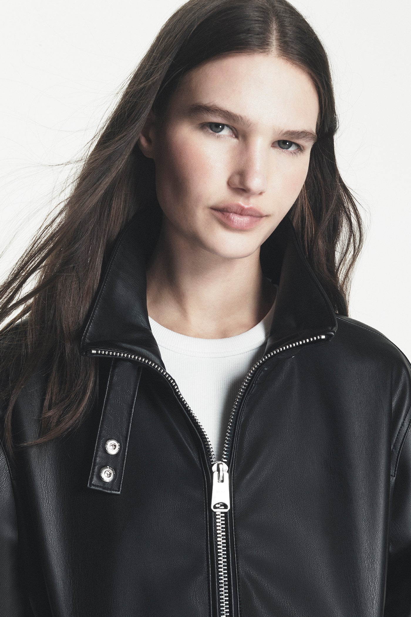 Faux Leather Bomber