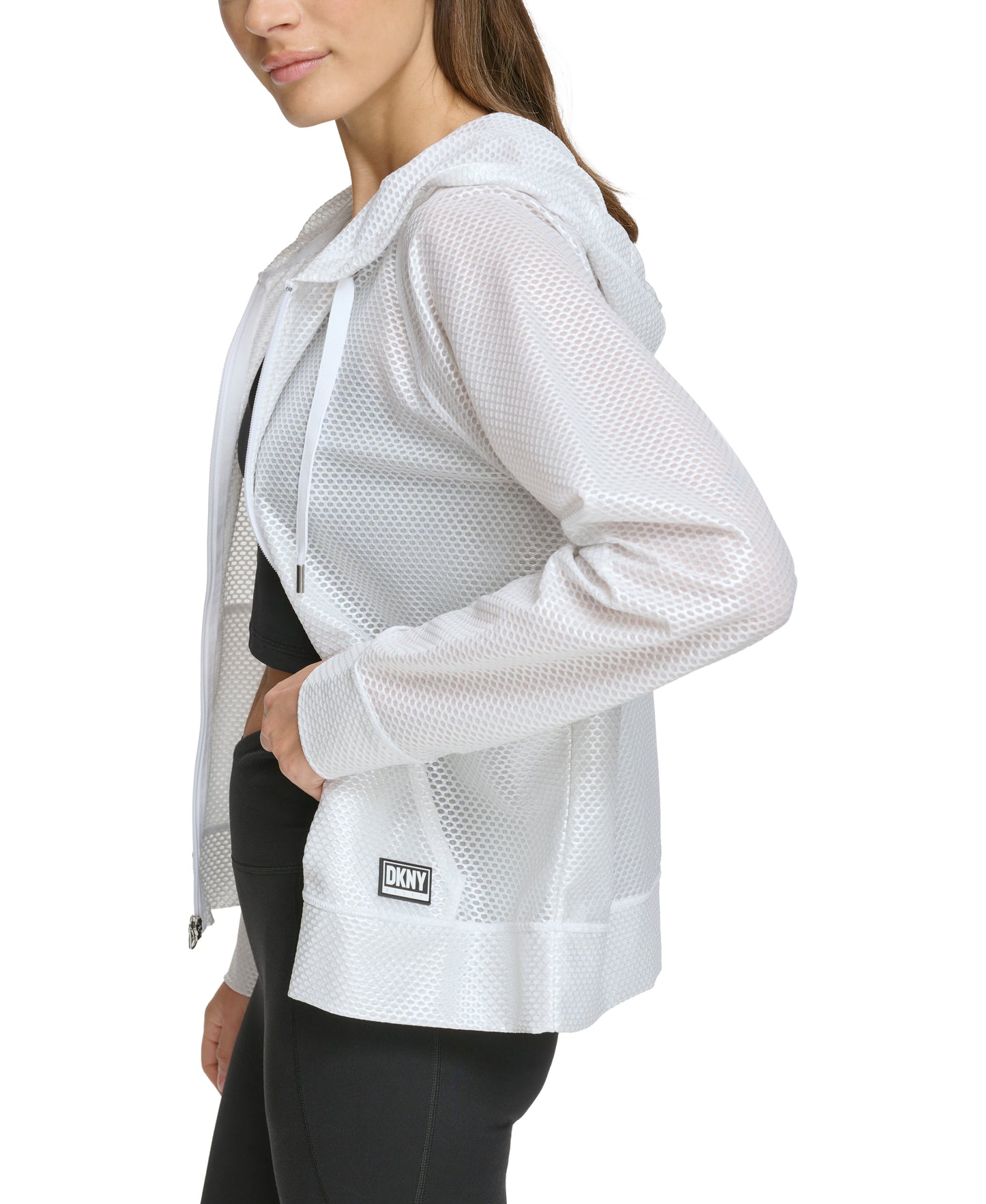 Full Zip Hoodie With Kanga Pockets - White