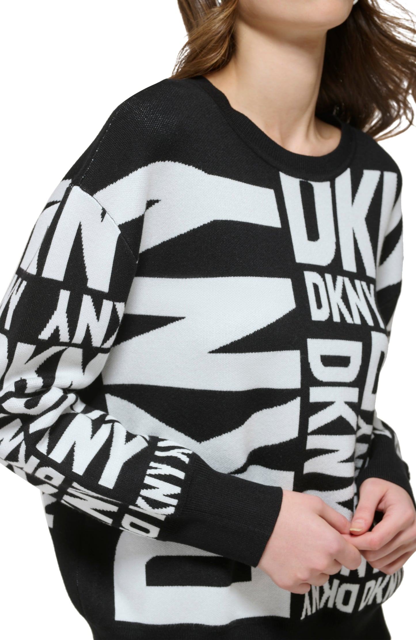 Long Sleeve Crew Nk All-Over Logo Sweater