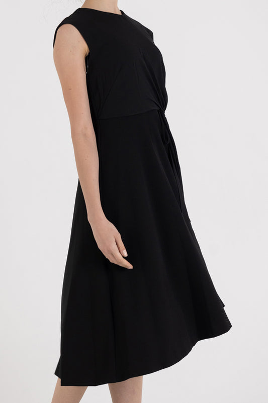 LONG SLEEVE TIE DETAIL MIDI DRESS