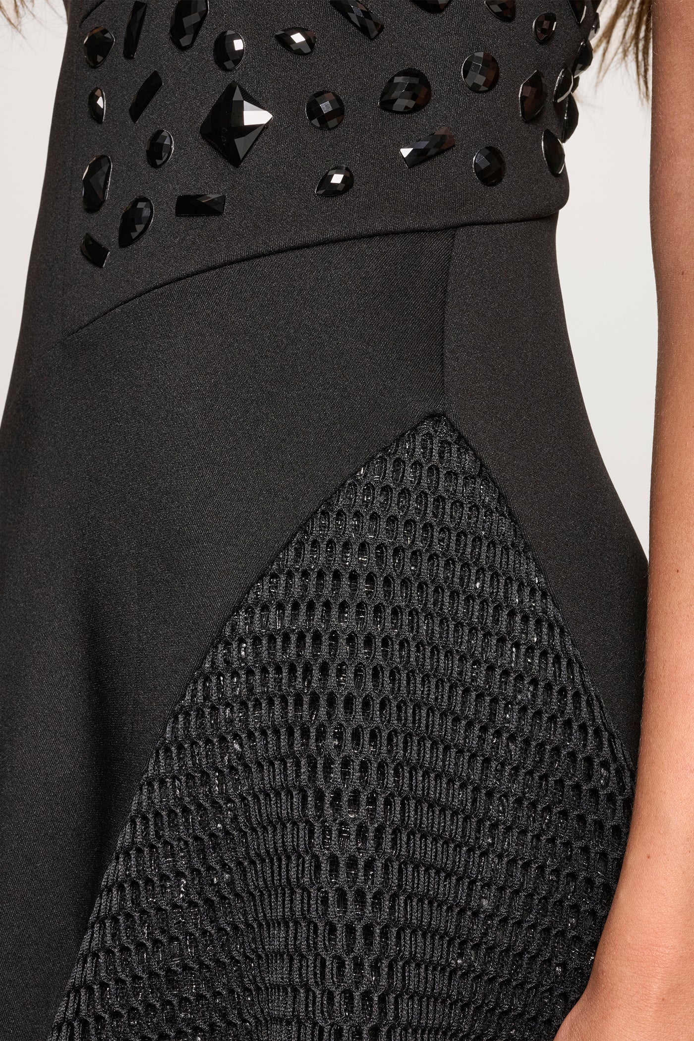 SLEEVELESS MIX MEDIA PANEL DRESS