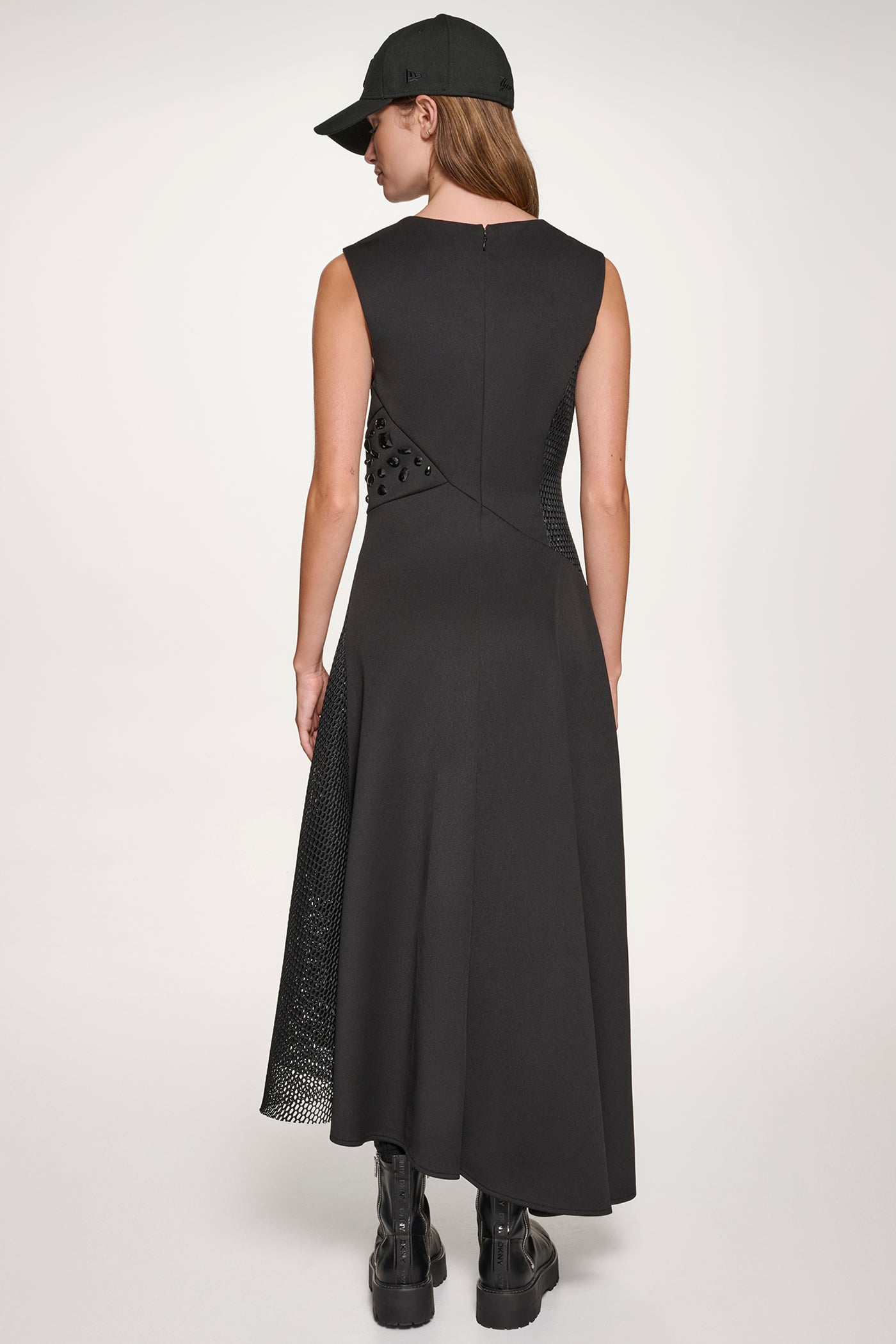 SLEEVELESS MIX MEDIA PANEL DRESS