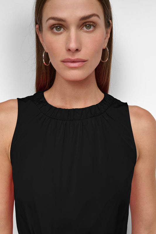 SLEEVELESS SHIRRING NECK DRESS