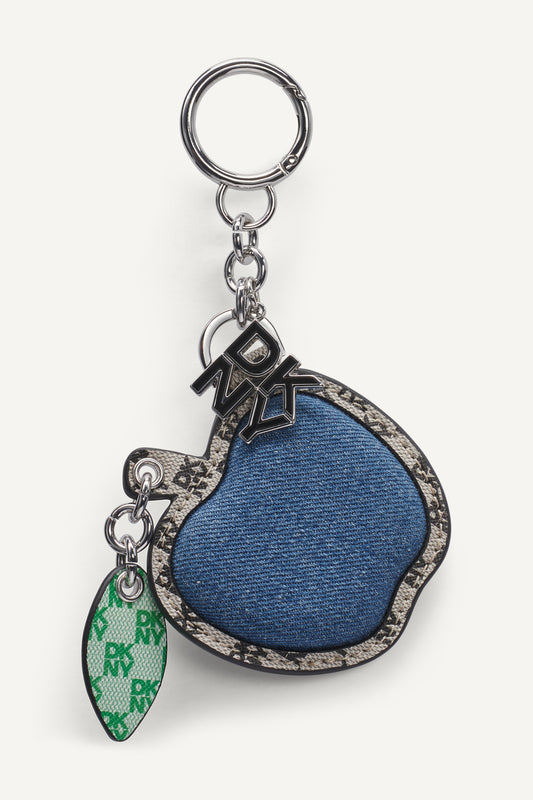 تعليقة بتصميم تفاحة بشعار مغلفة في علبة