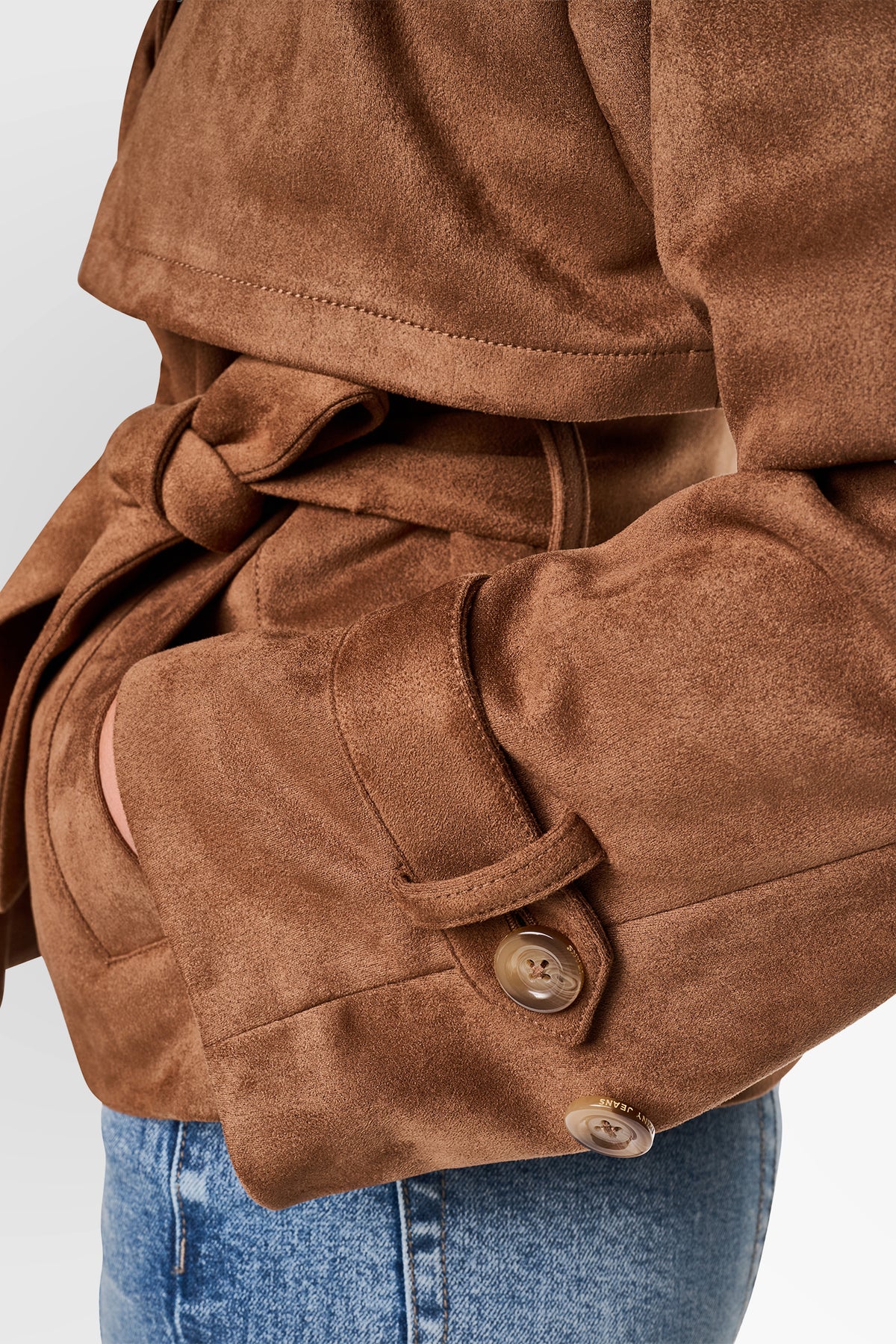 FAUX SUEDE SHORT TRENCH JACKET