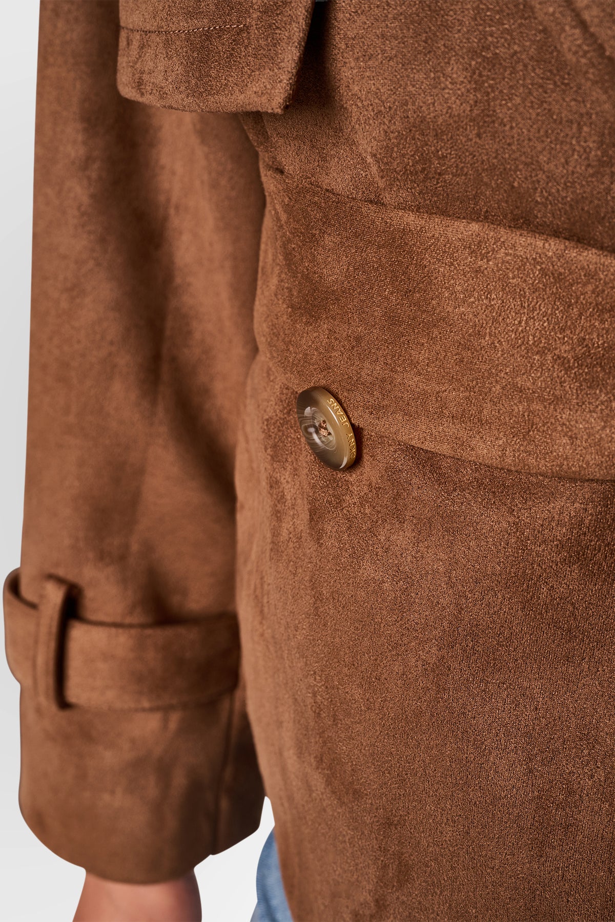 FAUX SUEDE SHORT TRENCH JACKET