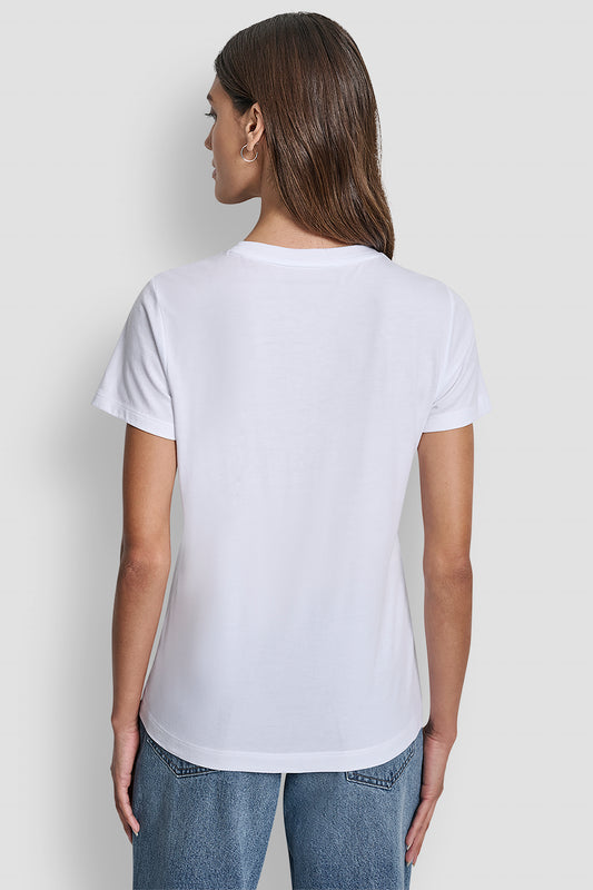 FLOCKED LOGO CREW NECK TEE