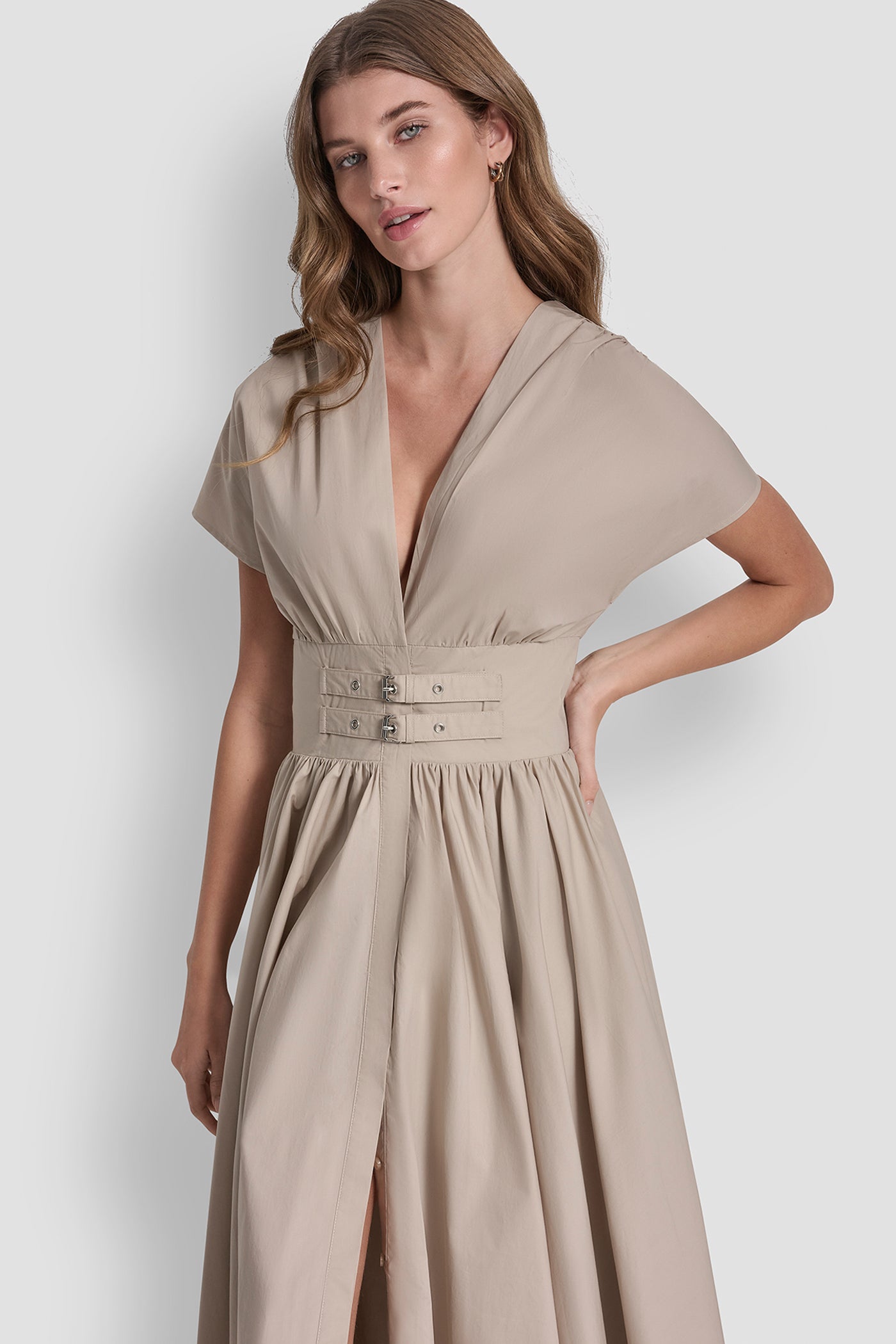 SHORT SLEEVE POPLIN DRESS