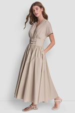 SHORT SLEEVE POPLIN DRESS