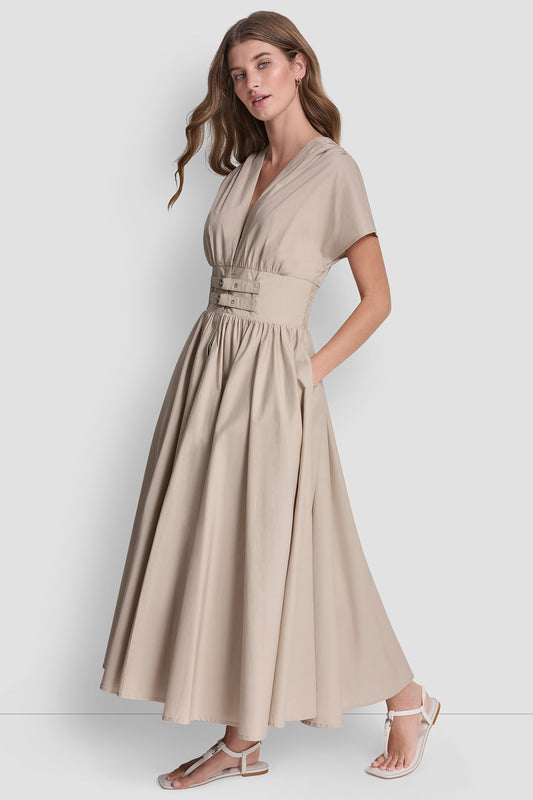 SHORT SLEEVE POPLIN DRESS