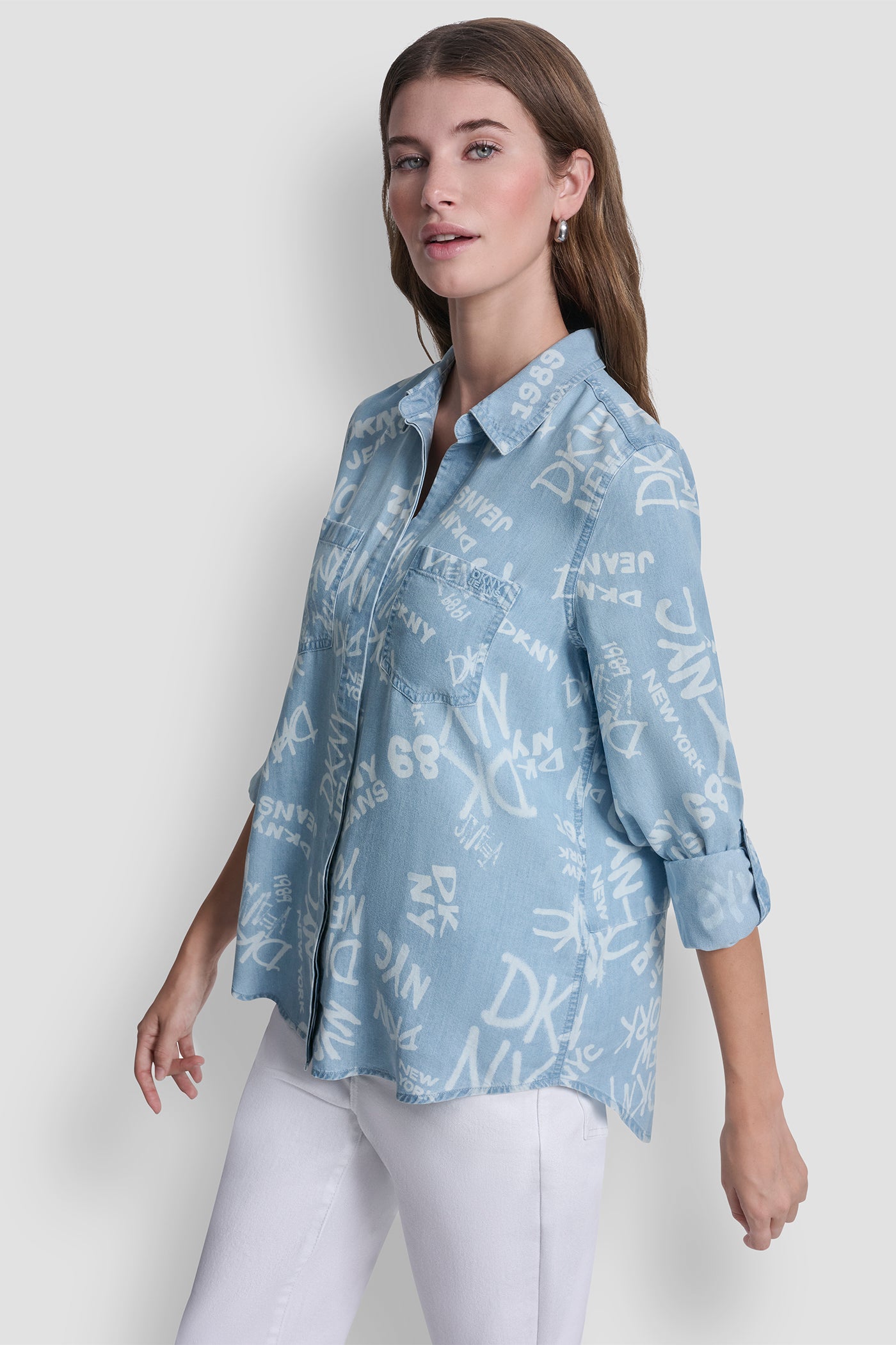 GARMENT DYE  PRINT SHIRT