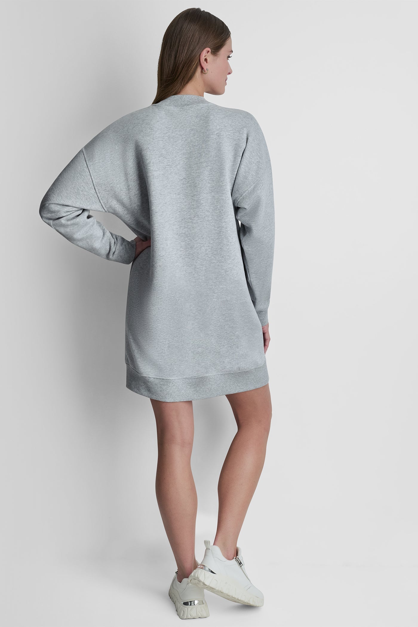COTTON-BLEND LONG SLEEVE CAMPUS MINI DRESS